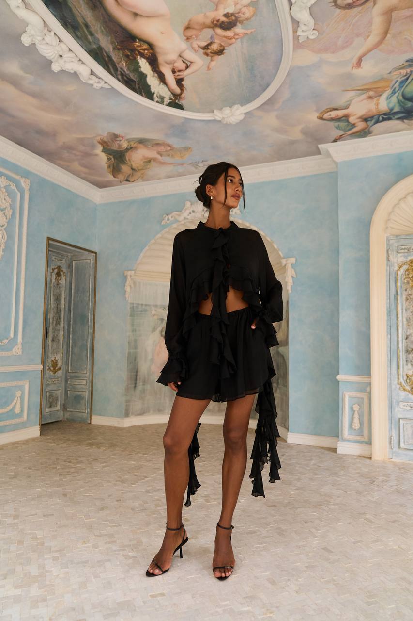 Chiffon Blouse with Ruffles and Flounces