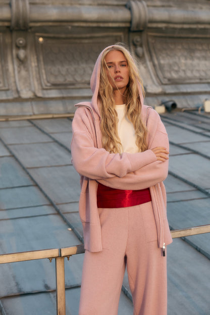 Lambswool Set: Zip-Up Hooded Cardigan — front — SHEVCHENKO