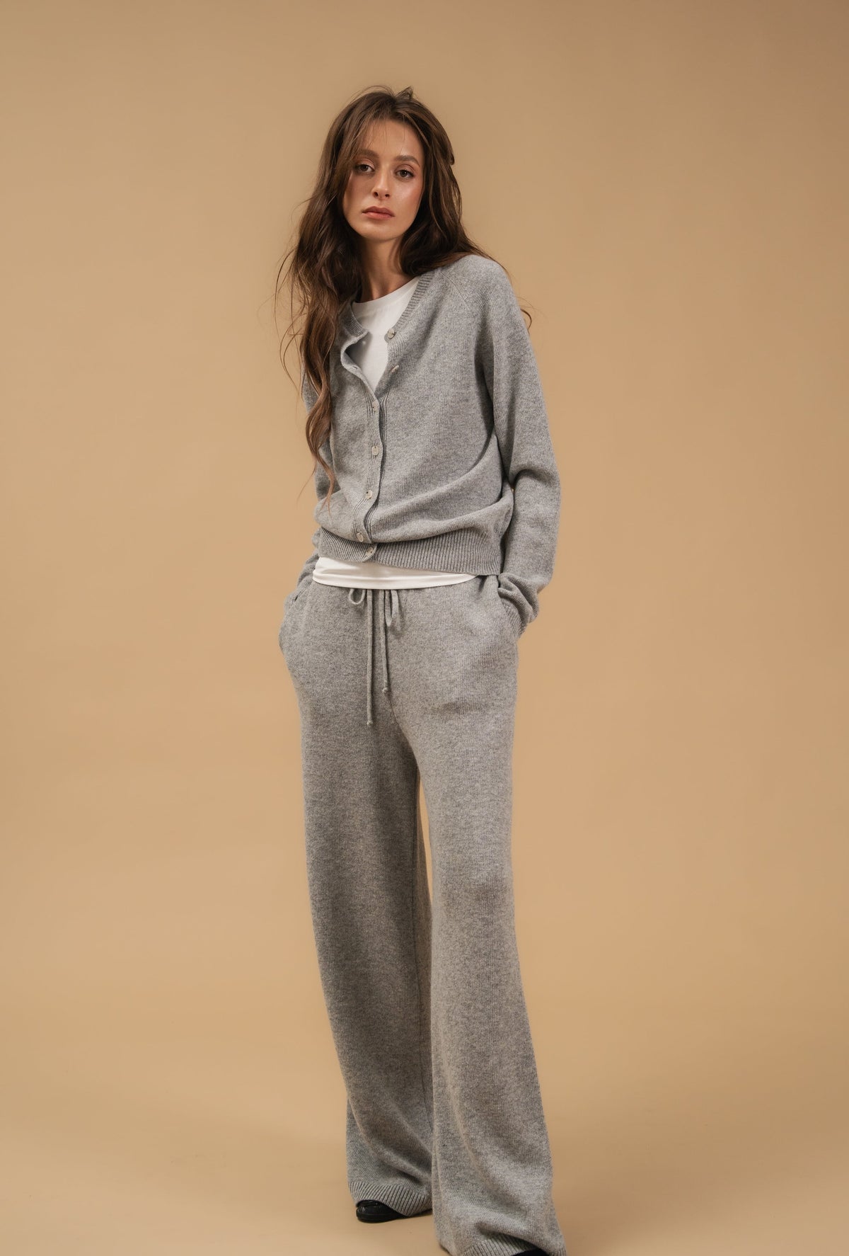 Lambswool Set: Fitted Button-Front Cardigan and Trousers — look — SHEVCHENKO