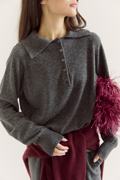 Lambswool Polo Sweater — side — SHEVCHENKO