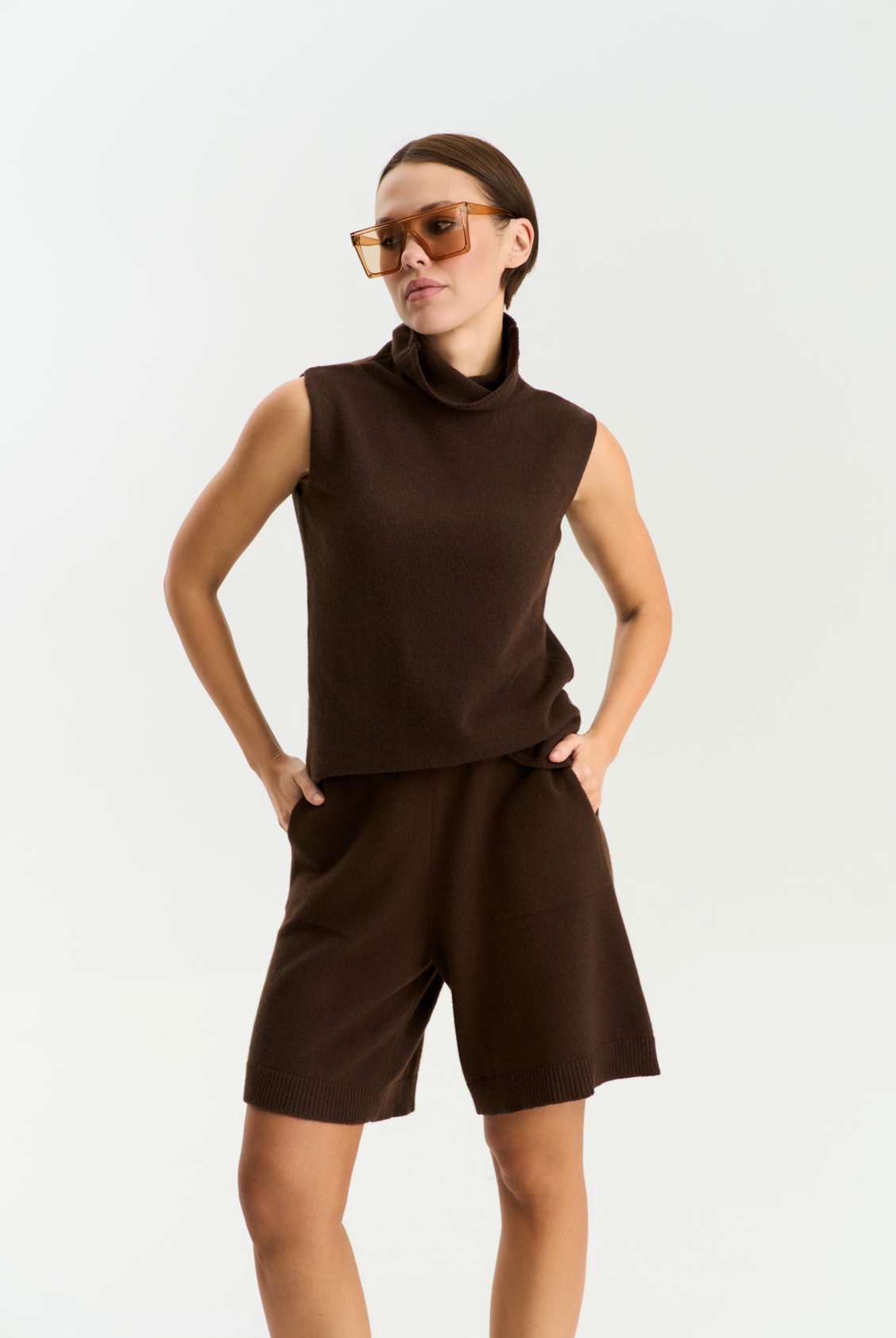 Lambswool Top, Chocolate — front — SHEVCHENKO