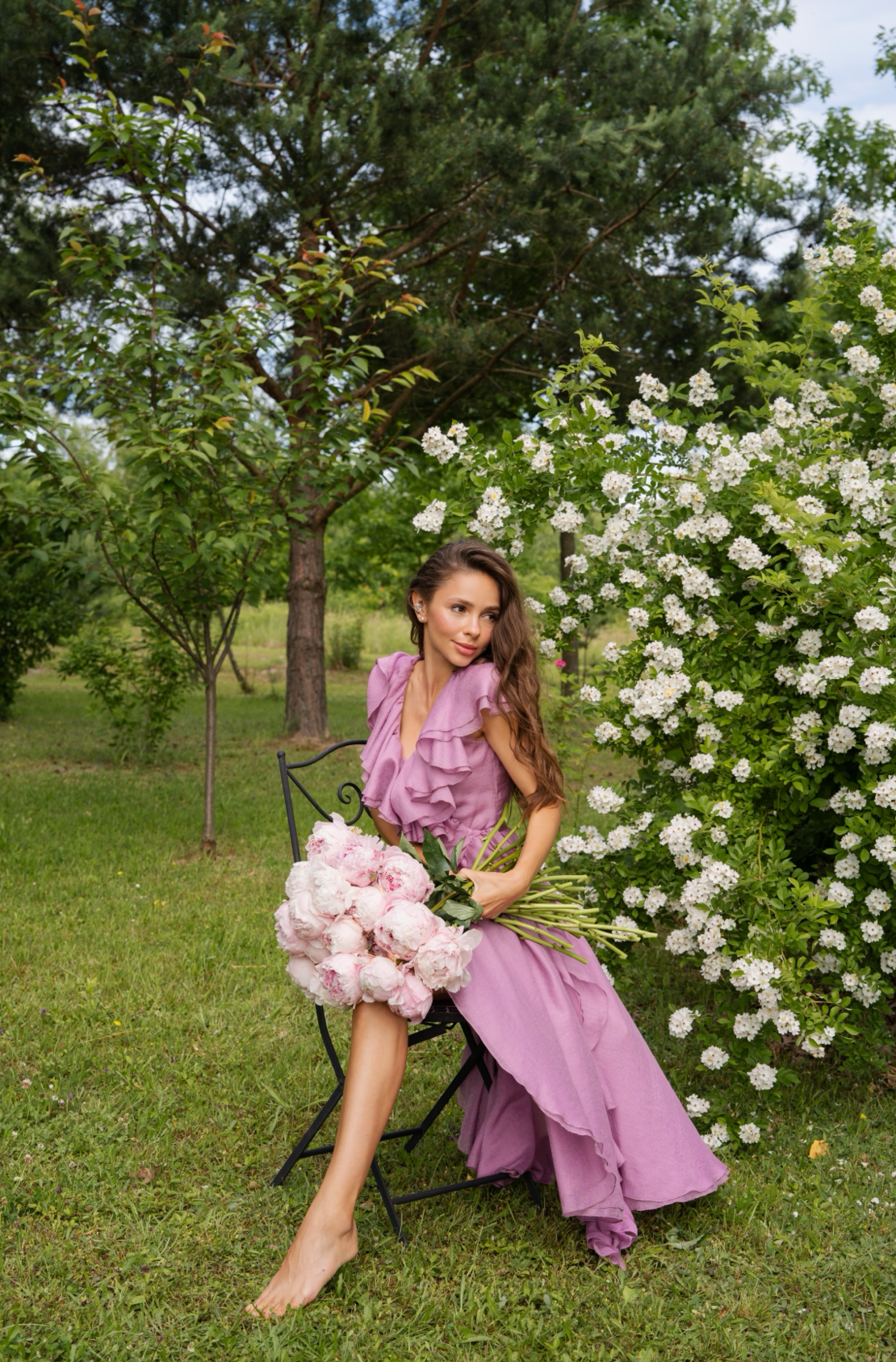 Wrap Chiffon Dress, Purple — на весь зріст — SHEVCHENKO