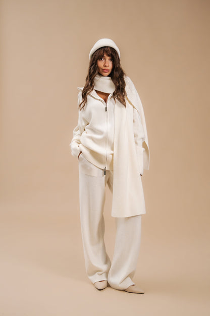 Lambswool Set: Zip-Up Cardigan and Trousers — full length — SHEVCHENKO