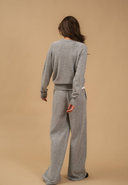 Lambswool Set: Fitted Button-Front Cardigan and Trousers