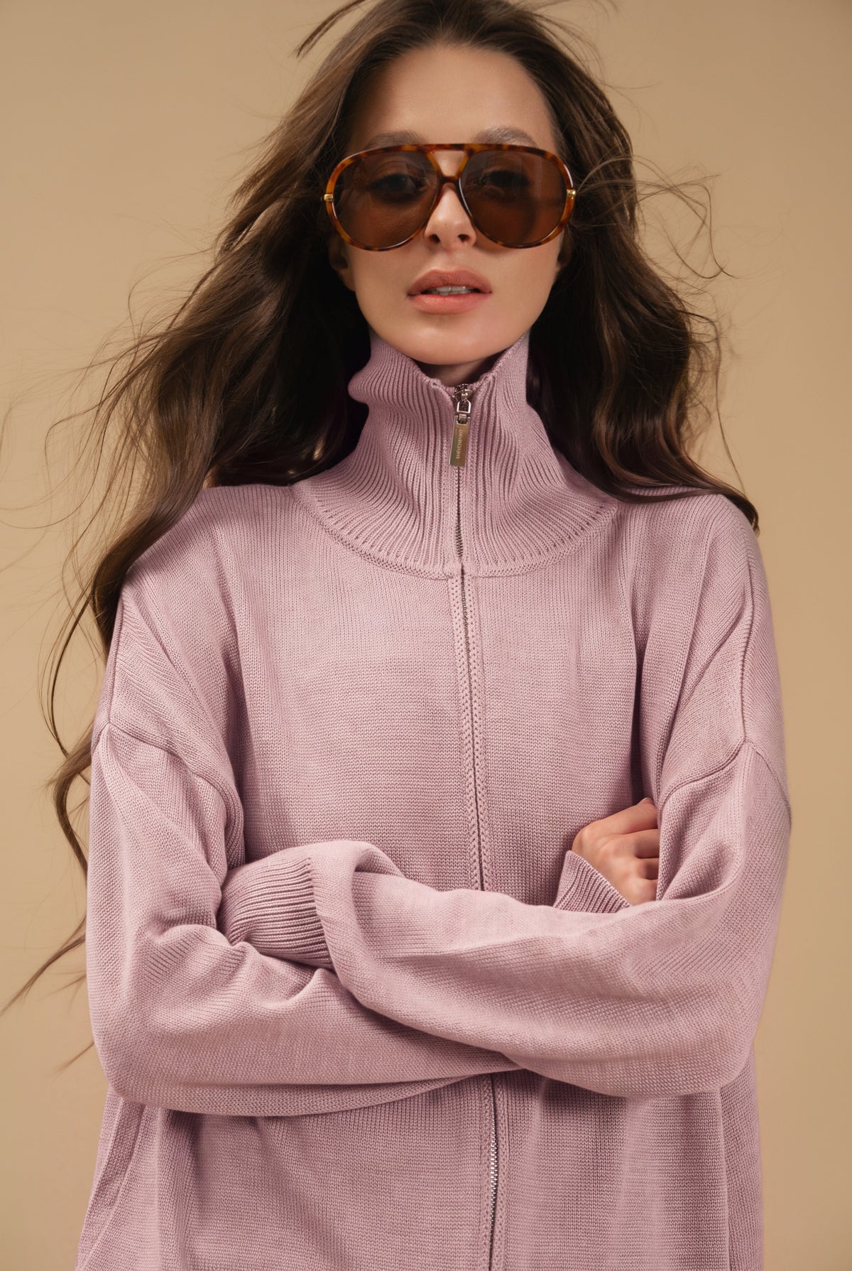 Cotton Set: Zip-Up Cardigan and Trousers — collar — SHEVCHENKO