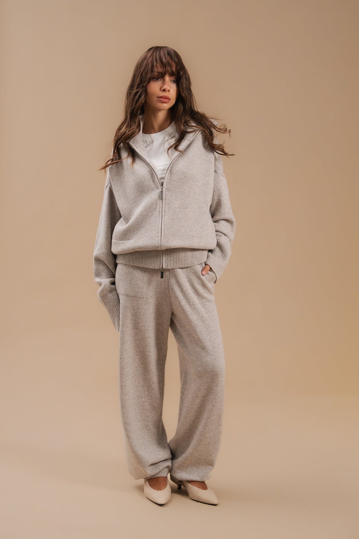 Lambswool Set: Zip-Up Cardigan and Trousers — look — SHEVCHENKO