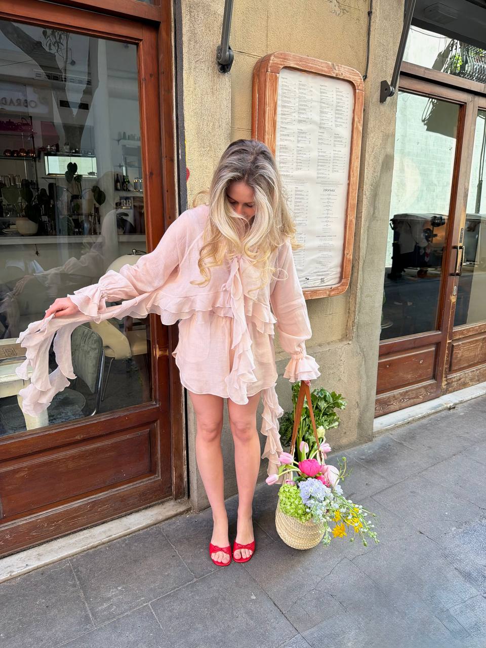 Chiffon Shorts, Pearl — front — SHEVCHENKO