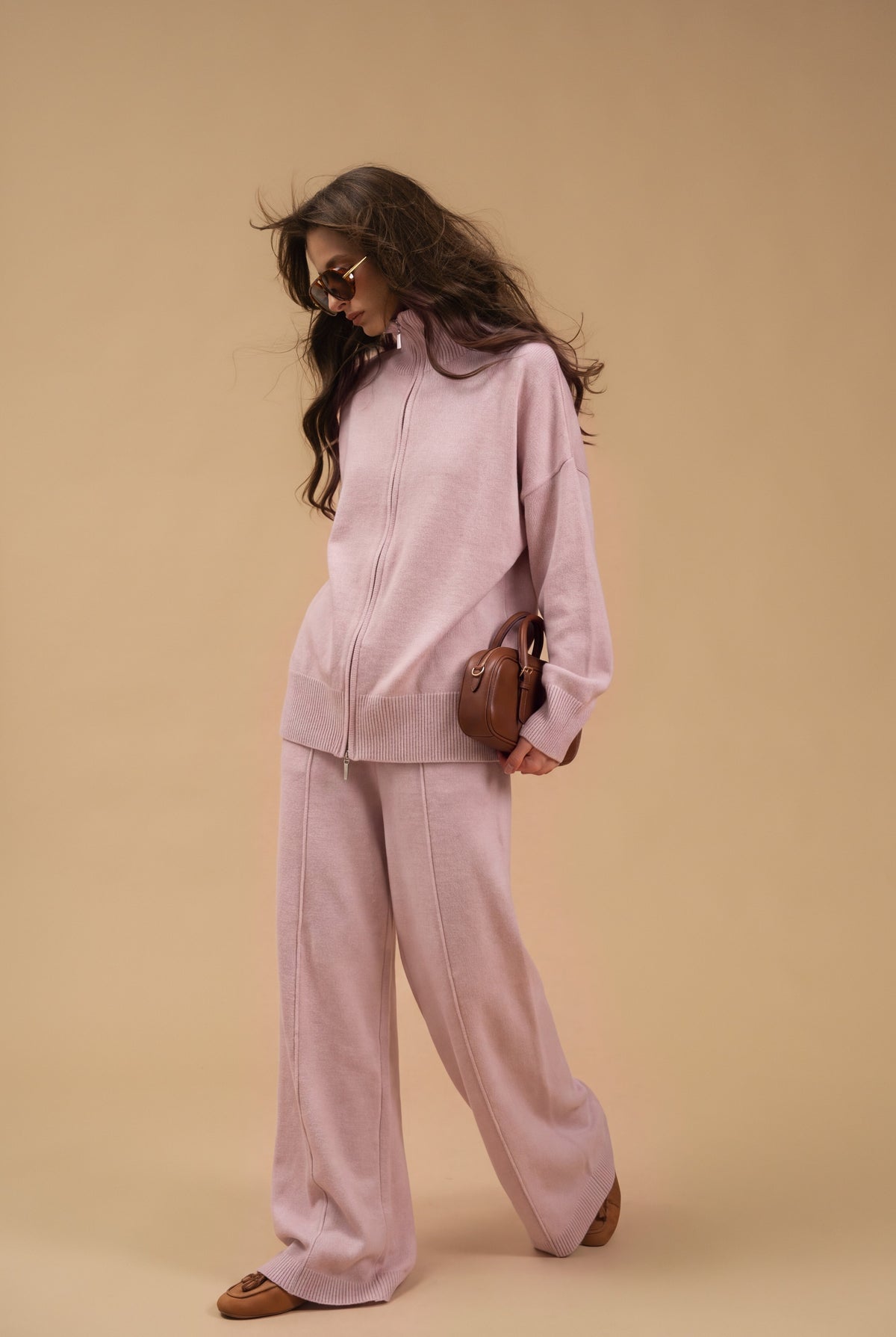 Cotton Set: Zip-Up Cardigan and Trousers — front — SHEVCHENKO
