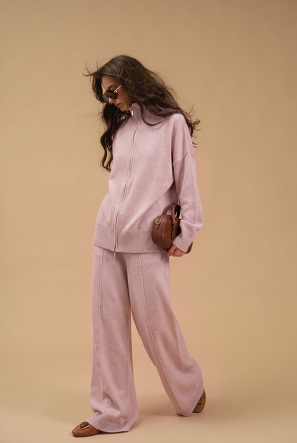 Cotton Set: Zip-Up Cardigan and Trousers — front — SHEVCHENKO