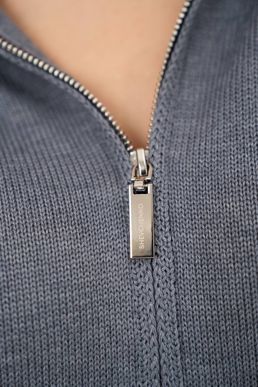 Cotton Set: Zip-Up Cardigan and Shorts — detail — SHEVCHENKO