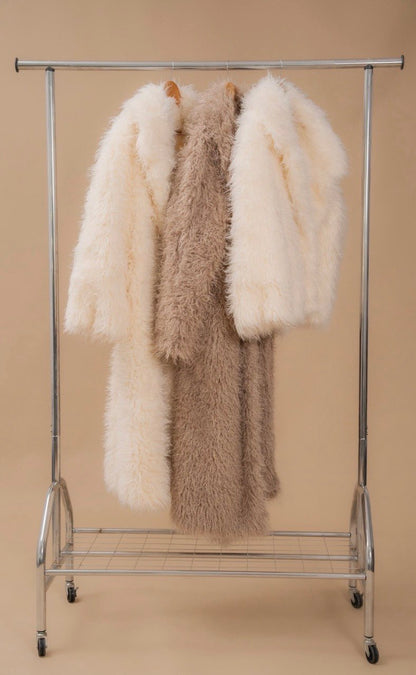 Faux Fur Coat, Long, Milky — всі кольори — SHEVCHENKO