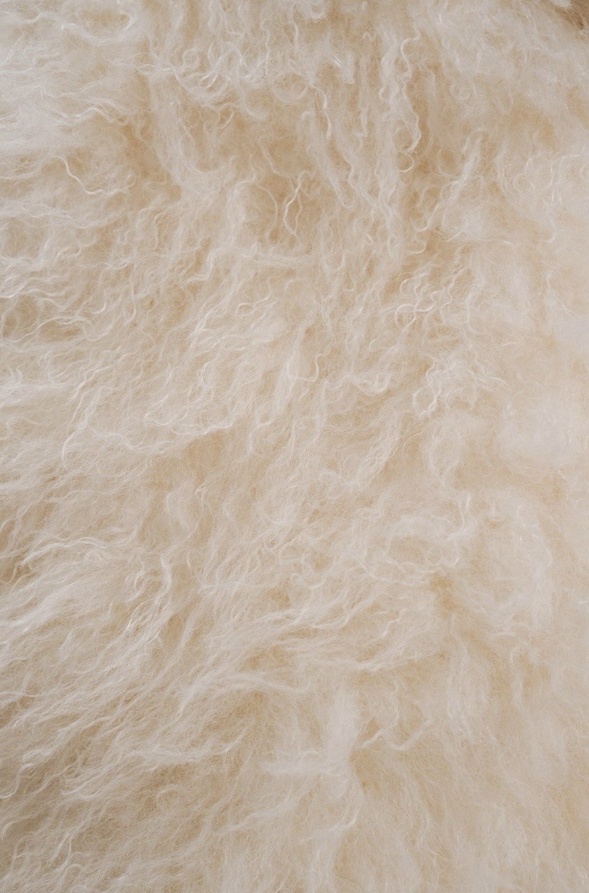 Faux Fur Coat, Short, Milky — detail — SHEVCHENKO