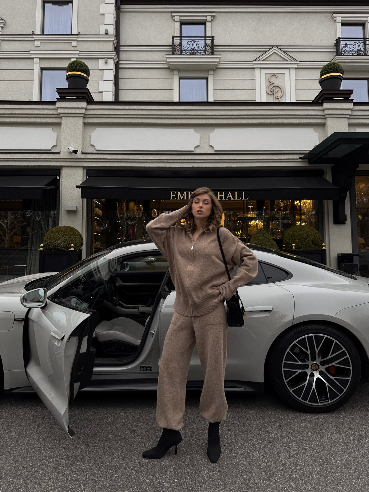 Lambswool Set: Zip-Up Cardigan and Trousers — front — SHEVCHENKO