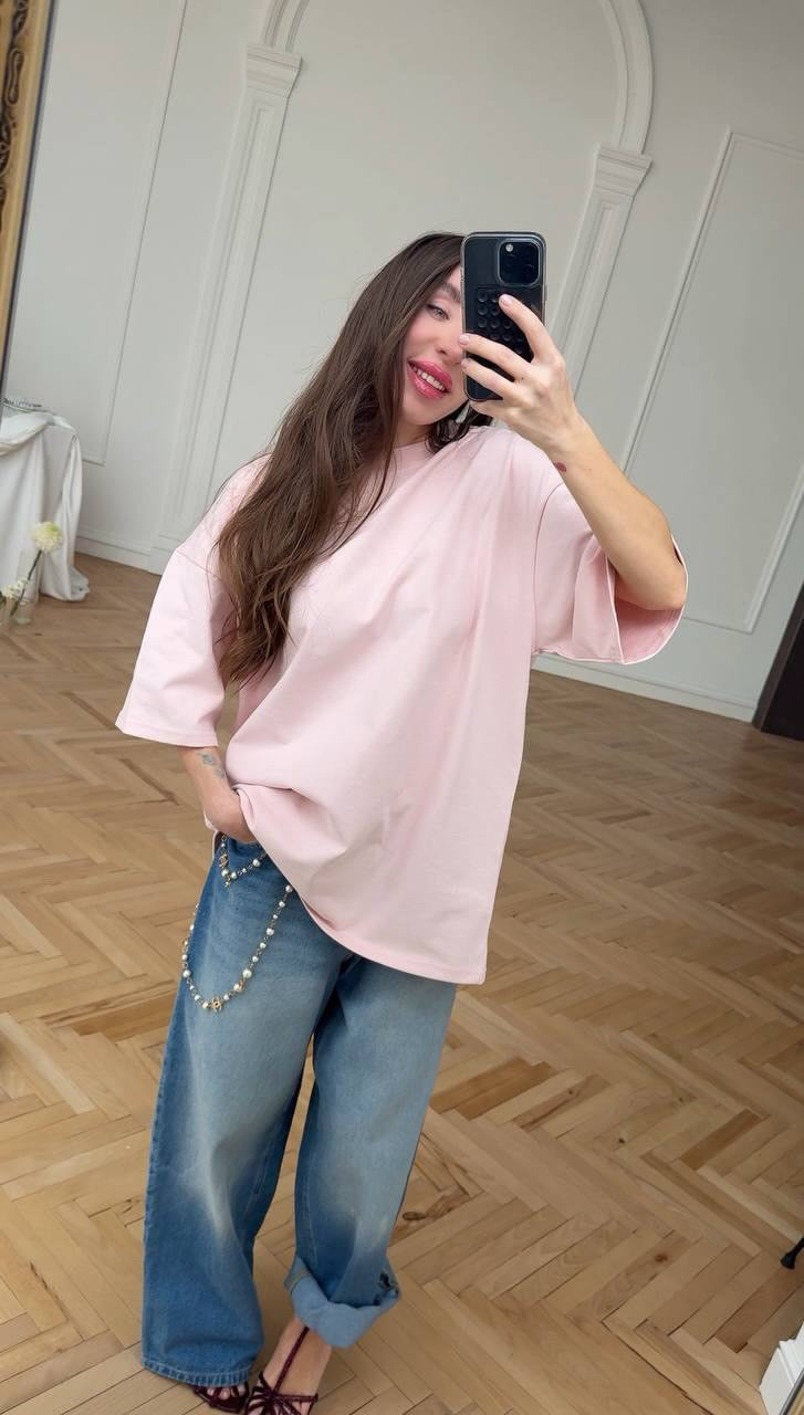 Oversized Cotton T-Shirt, Pink
