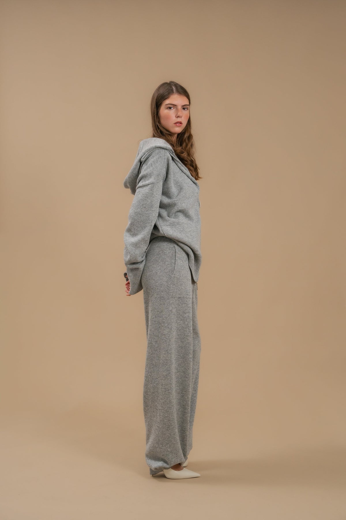 Lambswool Set: Zip-Up Hooded Cardigan — side — SHEVCHENKO