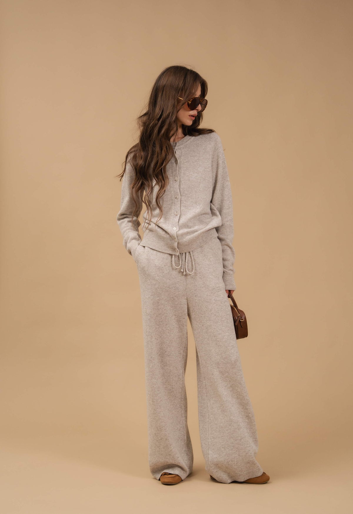 Lambswool Set: Fitted Button-Front Cardigan and Trousers — look — SHEVCHENKO