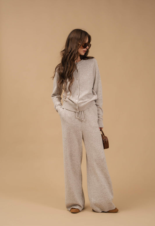 Lambswool Set: Fitted Button-Front Cardigan and Trousers — look — SHEVCHENKO