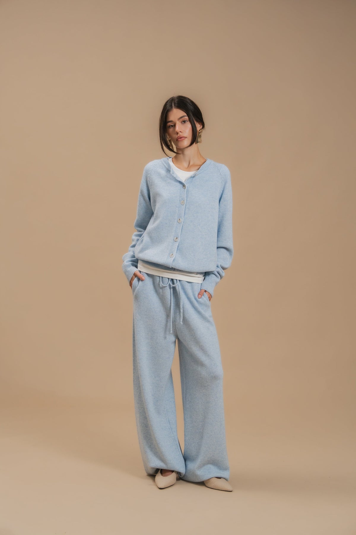 Lambswool Set: Fitted Button-Front Cardigan and Trousers — look — SHEVCHENKO