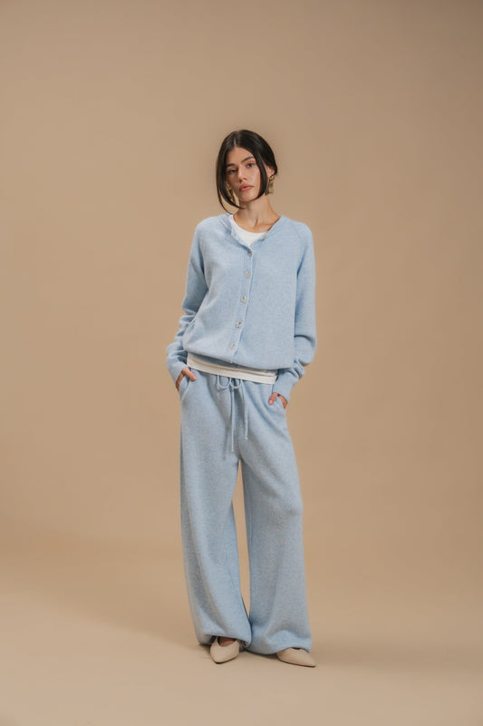 Lambswool Set: Fitted Button-Front Cardigan and Trousers — look — SHEVCHENKO