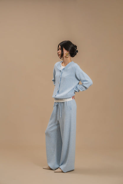 Lambswool Set: Fitted Button-Front Cardigan and Trousers — side — SHEVCHENKO