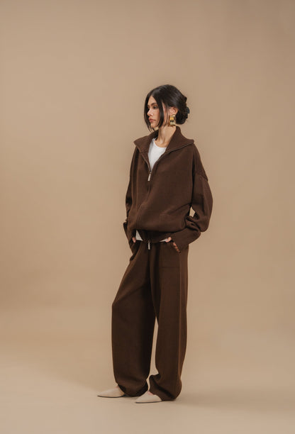 Lambswool Set: Zip-Up Cardigan and Trousers — side — SHEVCHENKO