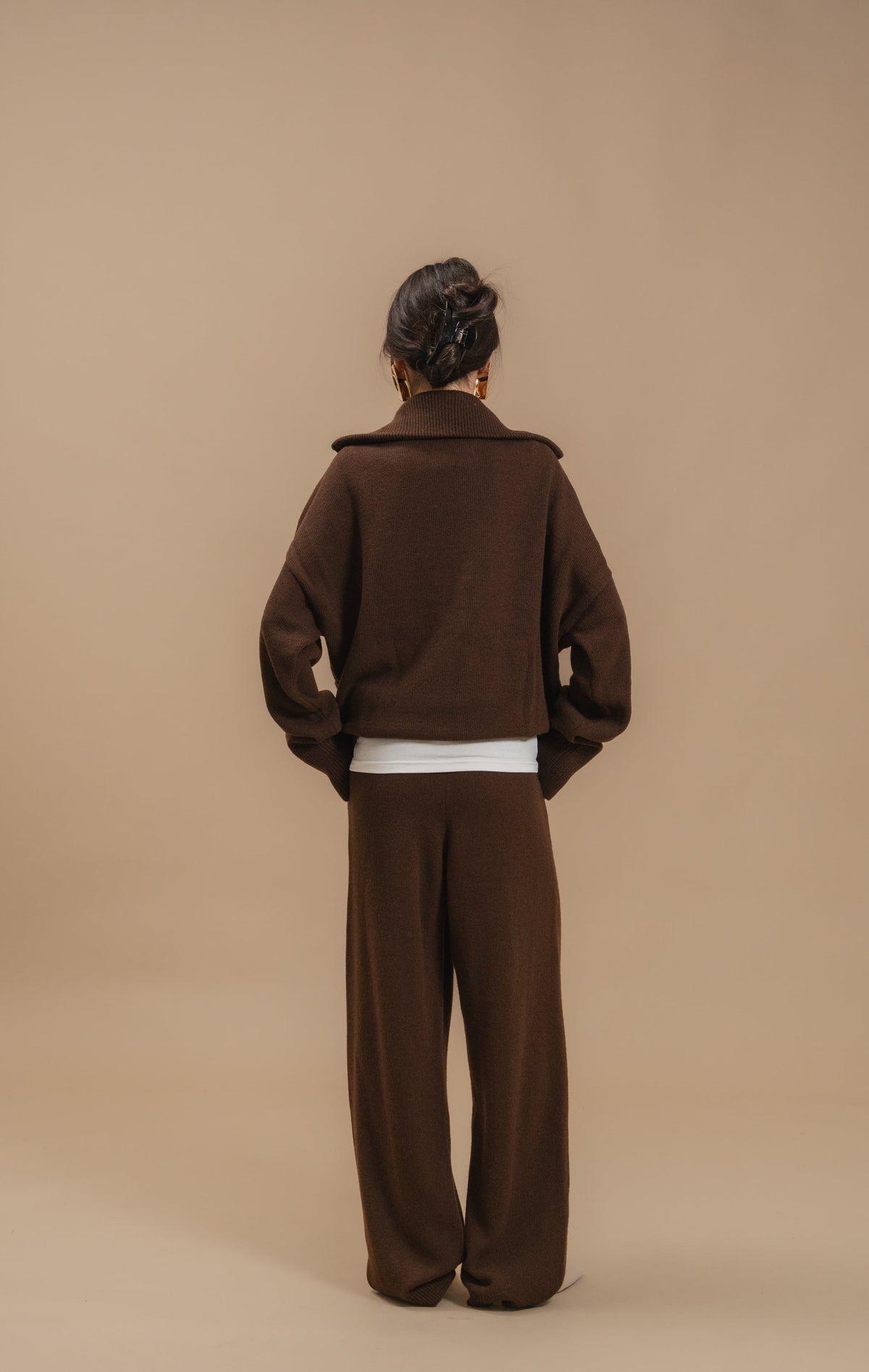 Lambswool Set: Zip-Up Cardigan and Trousers — back — SHEVCHENKO