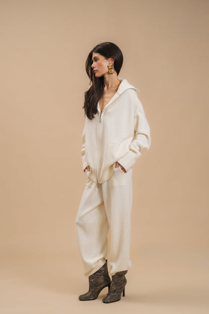 Lambswool Set: Zip-Up Cardigan and Trousers — full length — SHEVCHENKO