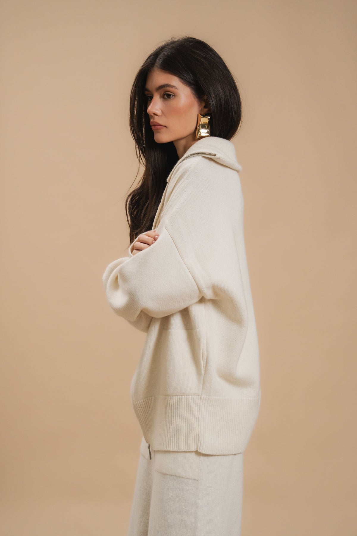 Lambswool Set: Zip-Up Cardigan and Trousers — side — SHEVCHENKO