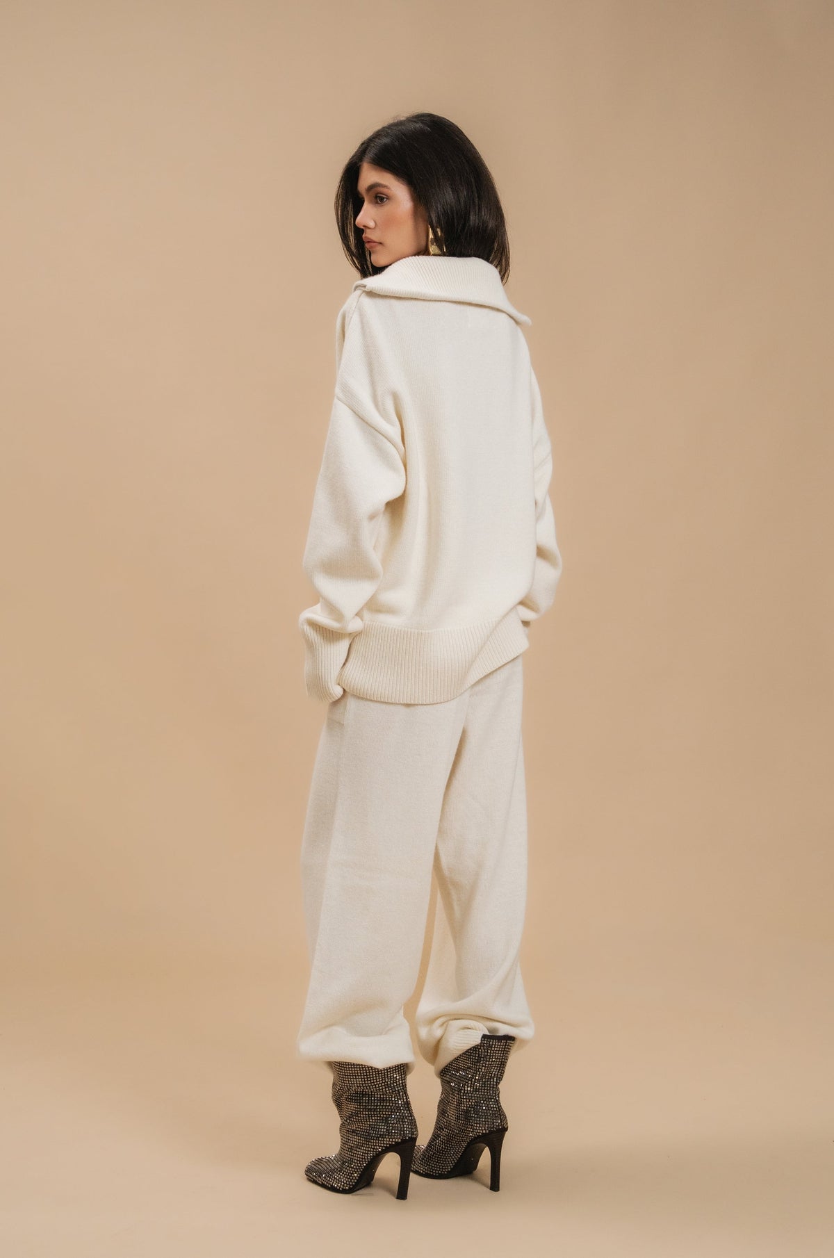 Lambswool Set: Zip-Up Cardigan and Trousers — back — SHEVCHENKO