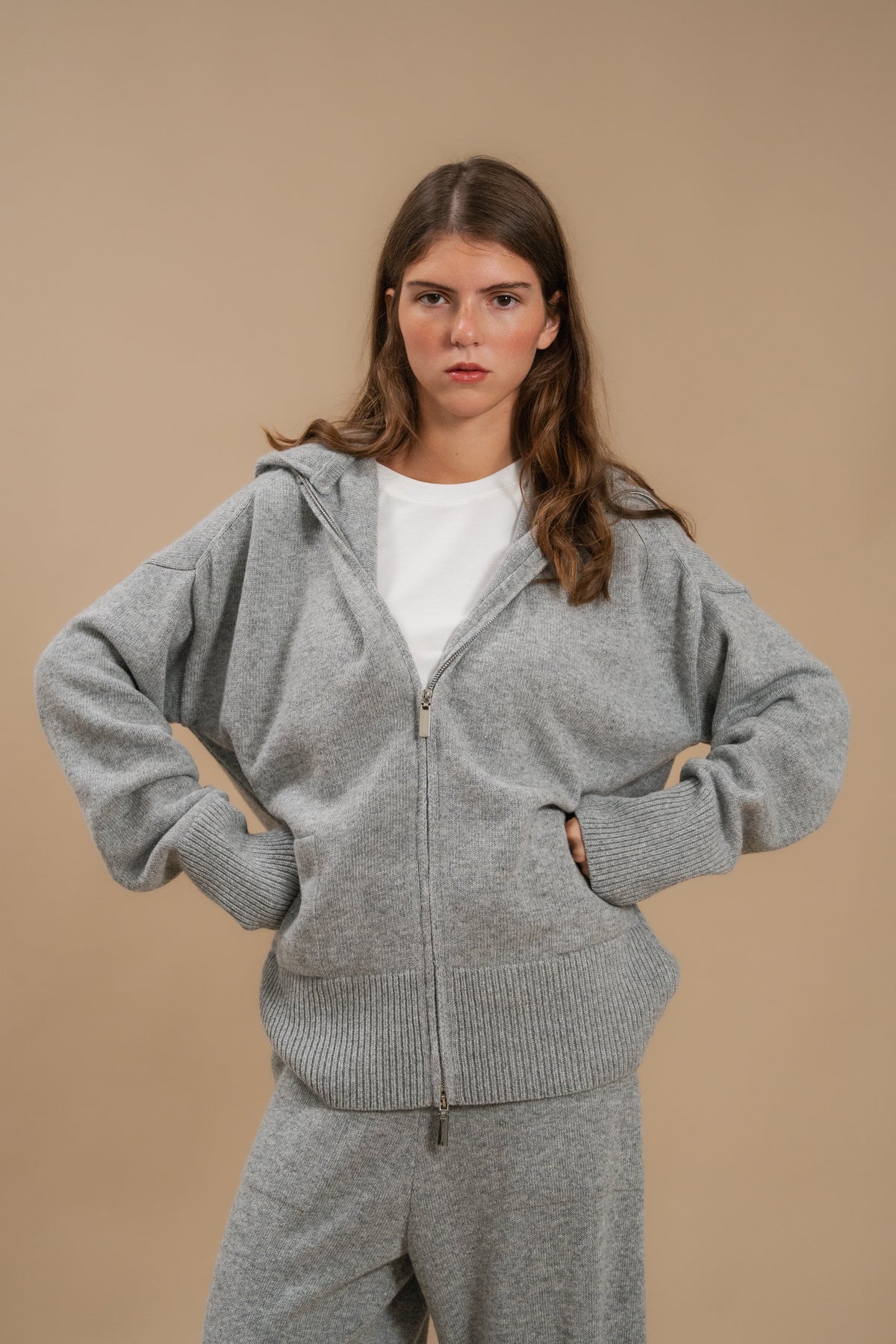Lambswool Set: Zip-Up Hooded Cardigan — lifestyle — SHEVCHENKO