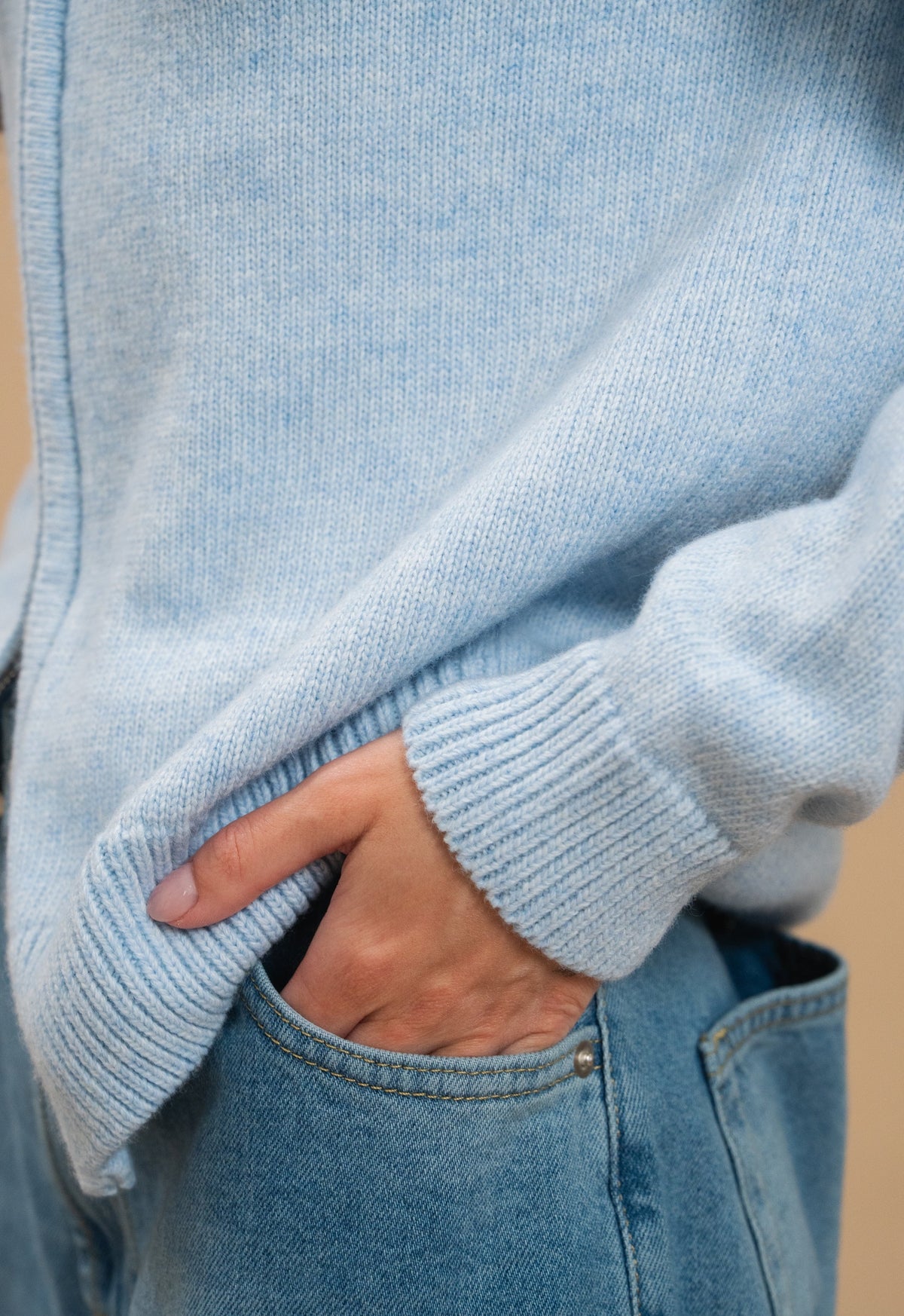 Fitted Zip-Up Lambswool Cardigan — detail — SHEVCHENKO