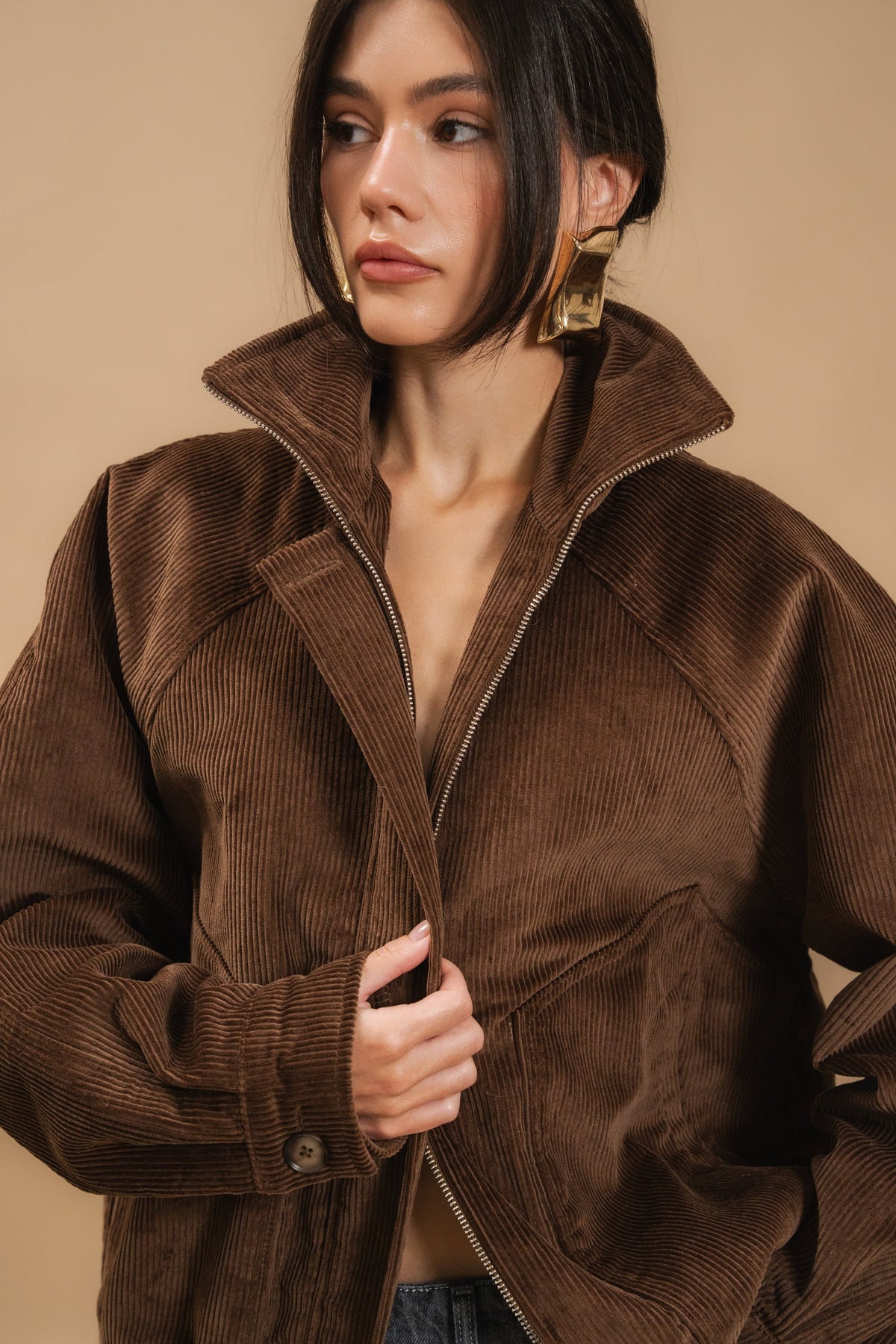 Corduroy Bomber Jacket — front — SHEVCHENKO