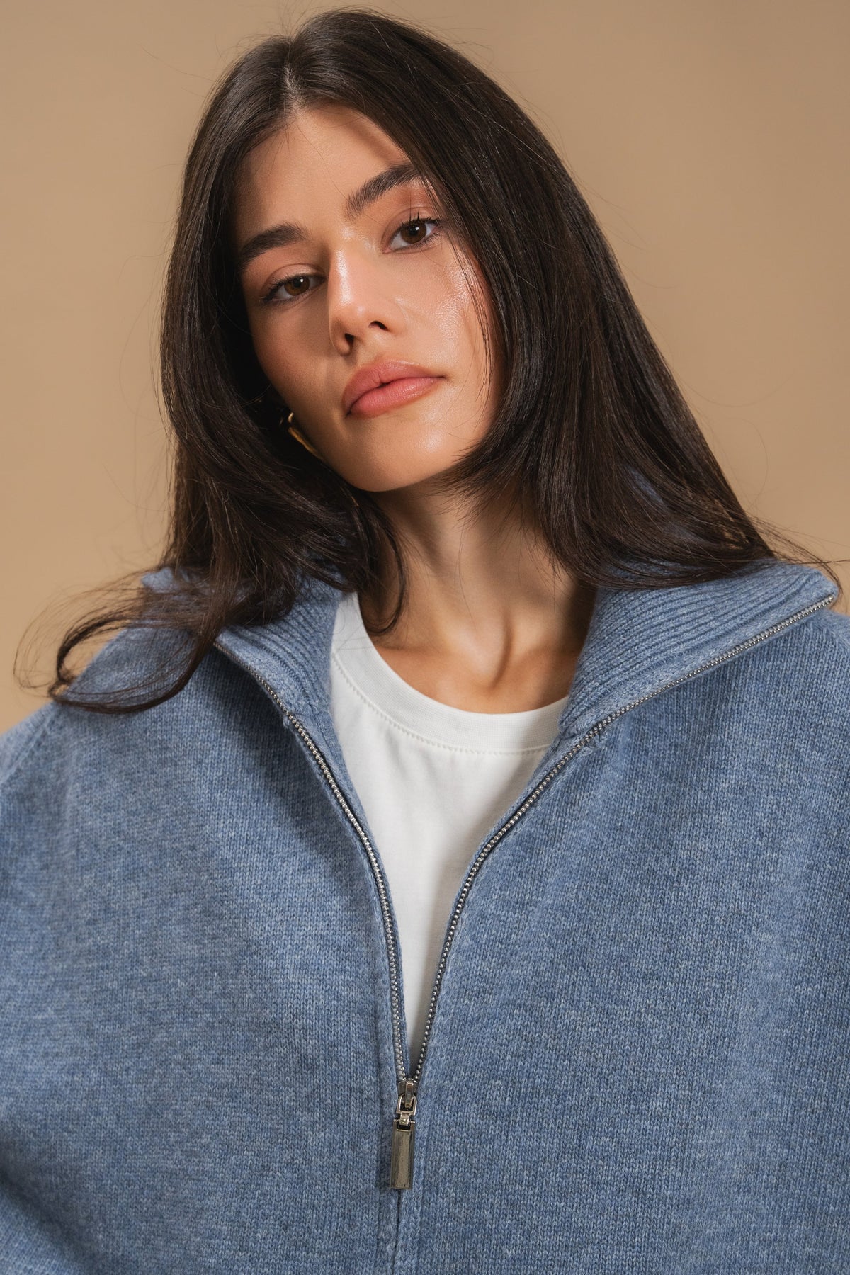 Lambswool Set: Zip-Up Cardigan and Trousers — collar — SHEVCHENKO