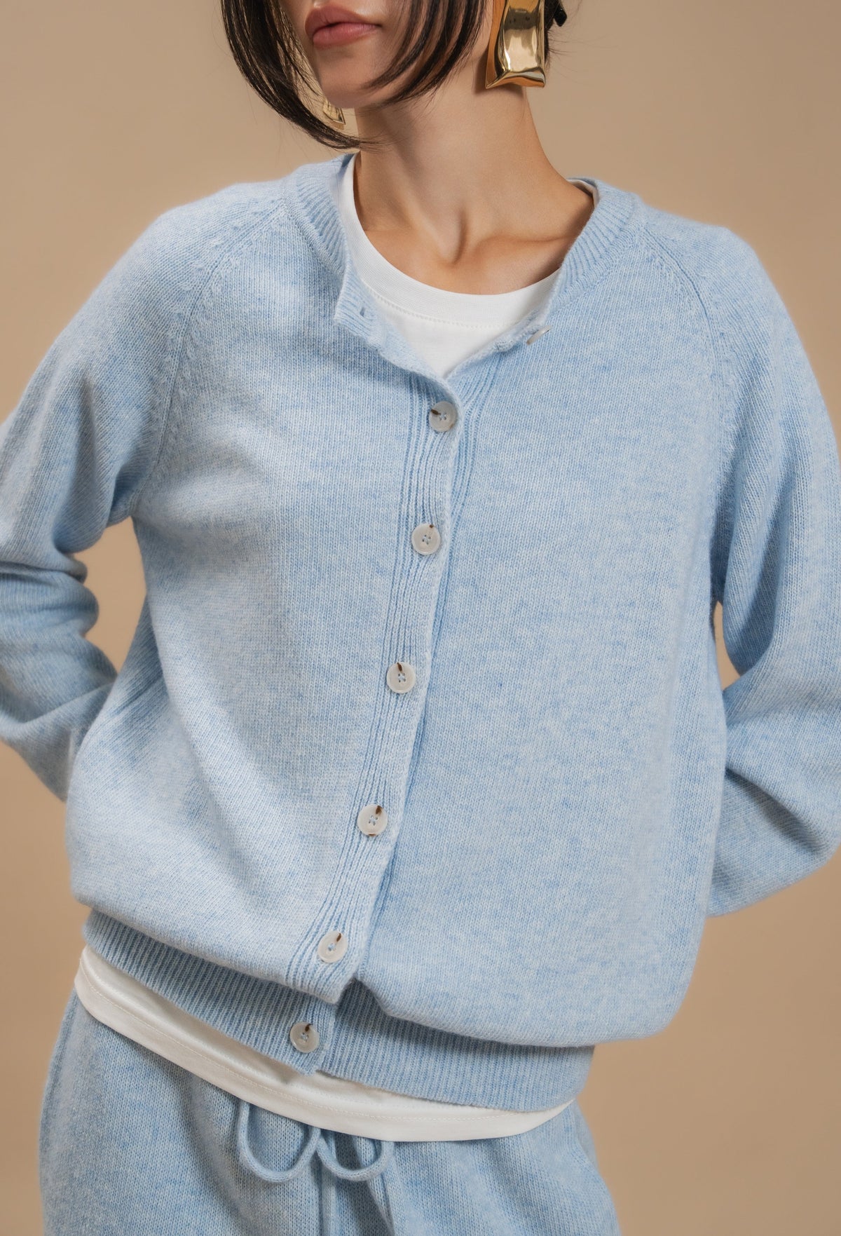 Lambswool Set: Fitted Button-Front Cardigan and Trousers — cardigan — SHEVCHENKO