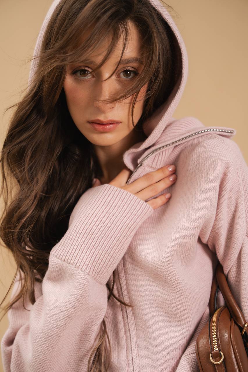 Lambswool Set: Zip-Up Hooded Cardigan — detail — SHEVCHENKO
