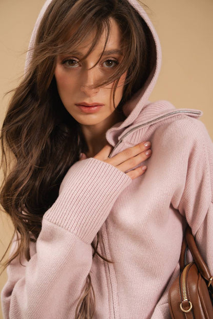 Lambswool Set: Zip-Up Hooded Cardigan — detail — SHEVCHENKO