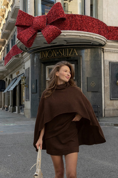 Lambswool Skirt, Chocolate — side — SHEVCHENKO