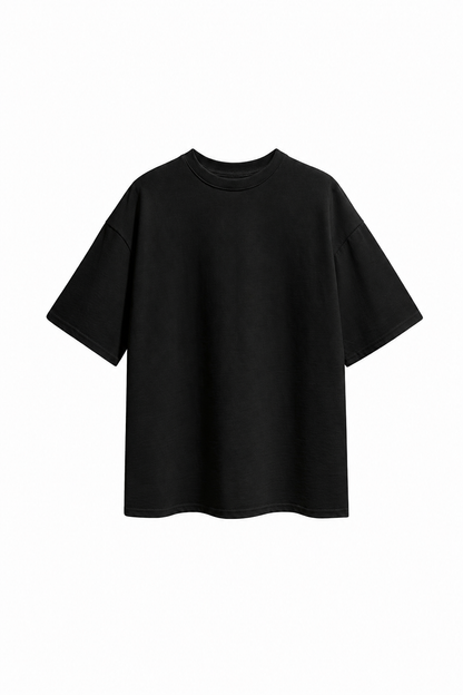 Oversized Cotton T-Shirt, Black