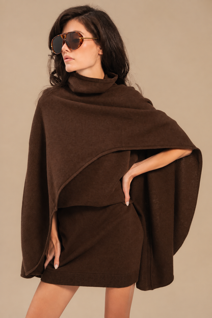Lambswool Skirt, Chocolate — side — SHEVCHENKO