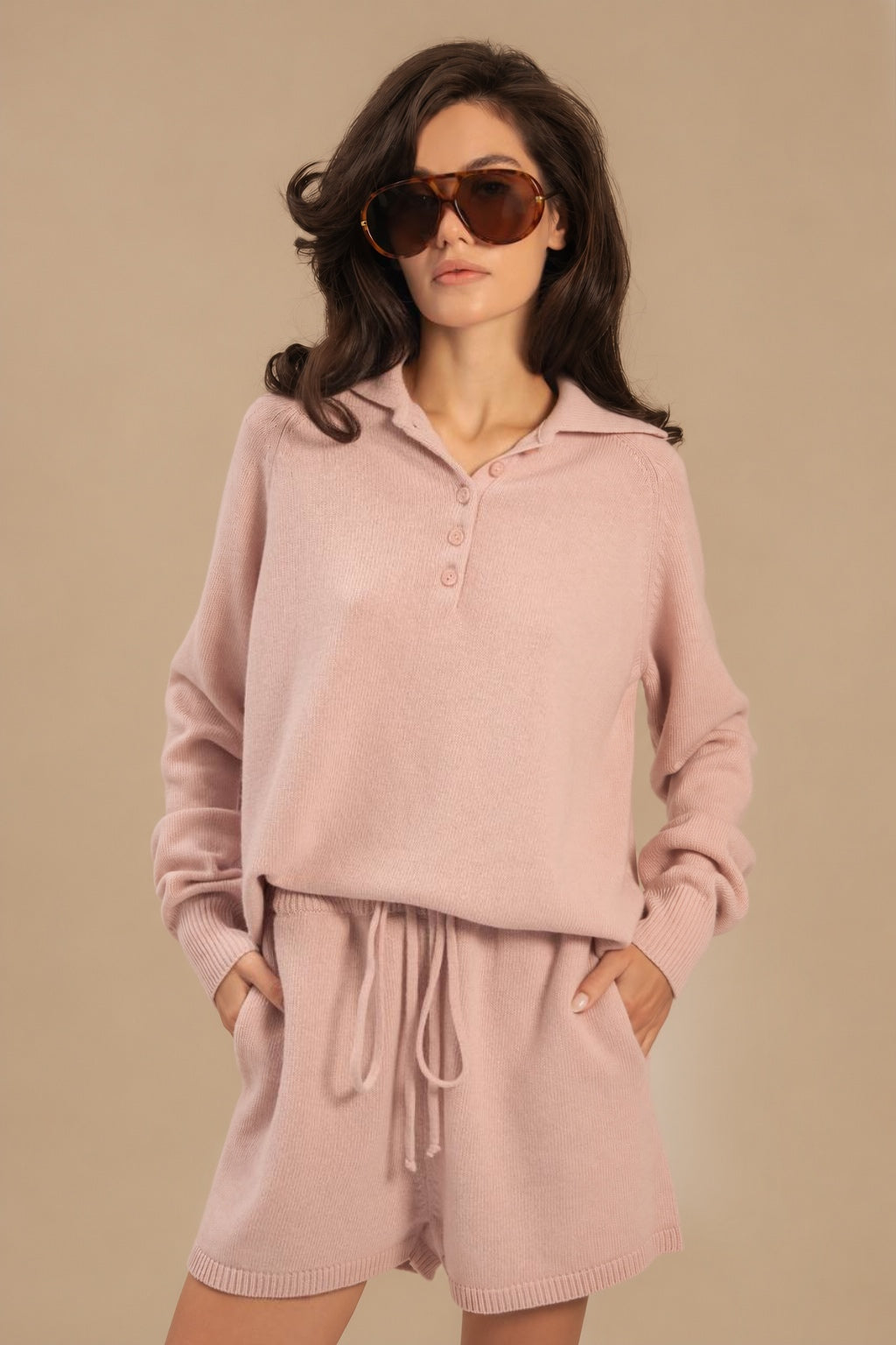 Lambswool Set: Polo and Shorts — front — SHEVCHENKO