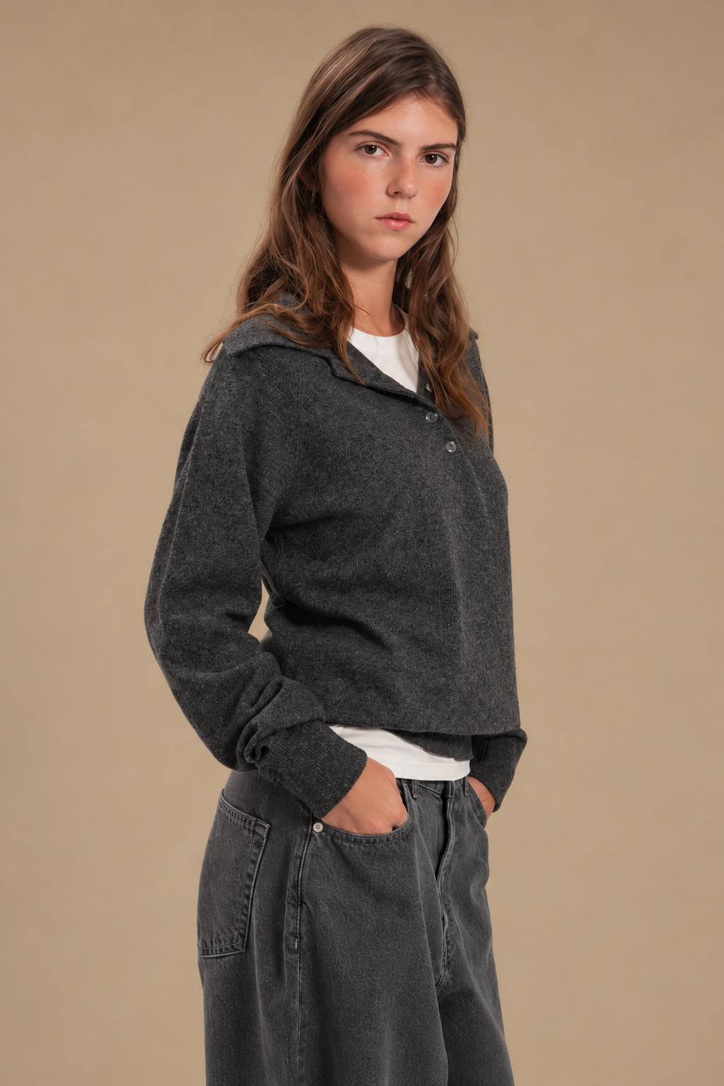 Lambswool Polo Sweater — side — SHEVCHENKO
