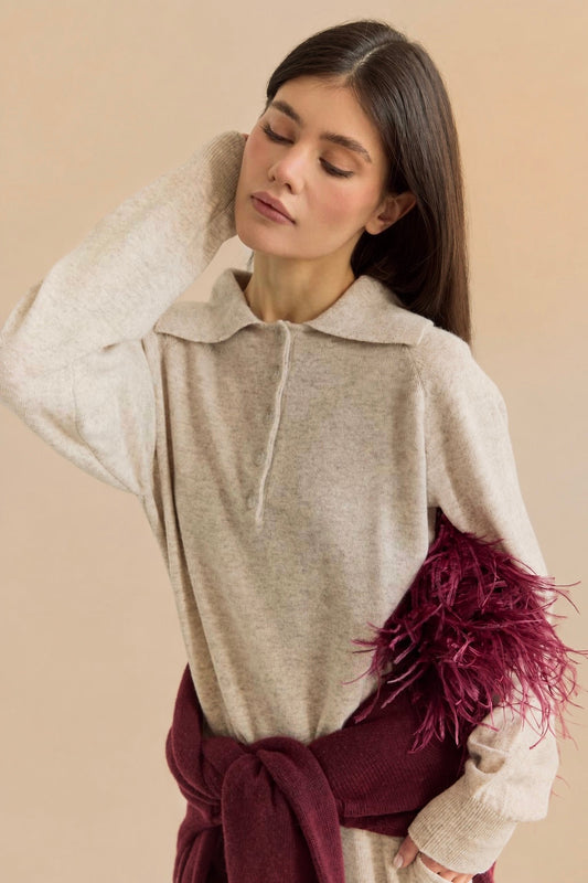 Lambswool Polo Sweater — front — SHEVCHENKO
