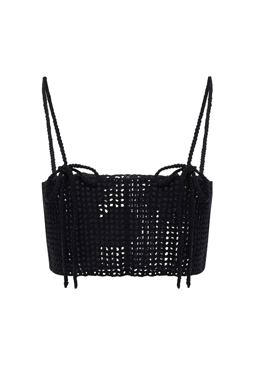 Openwork Top with Flowers — Ажурний топ, чорний — SHEVCHENKO