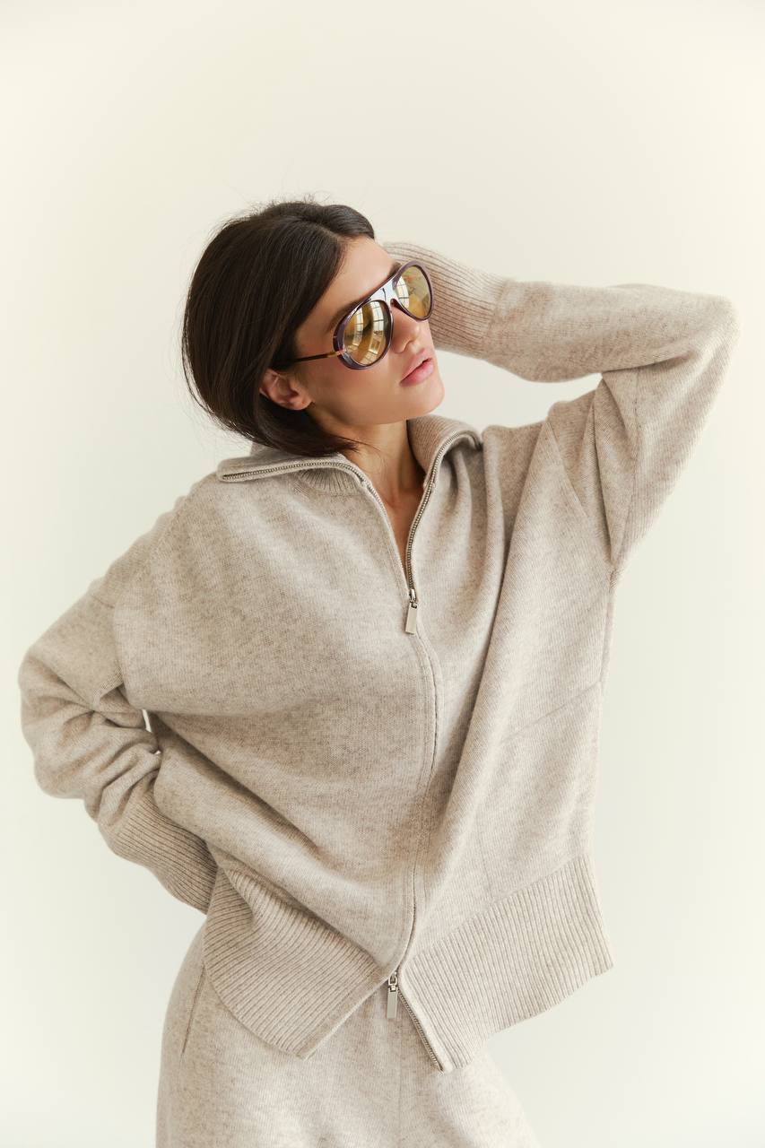 Zip-Up Lambswool Cardigan — front — SHEVCHENKO