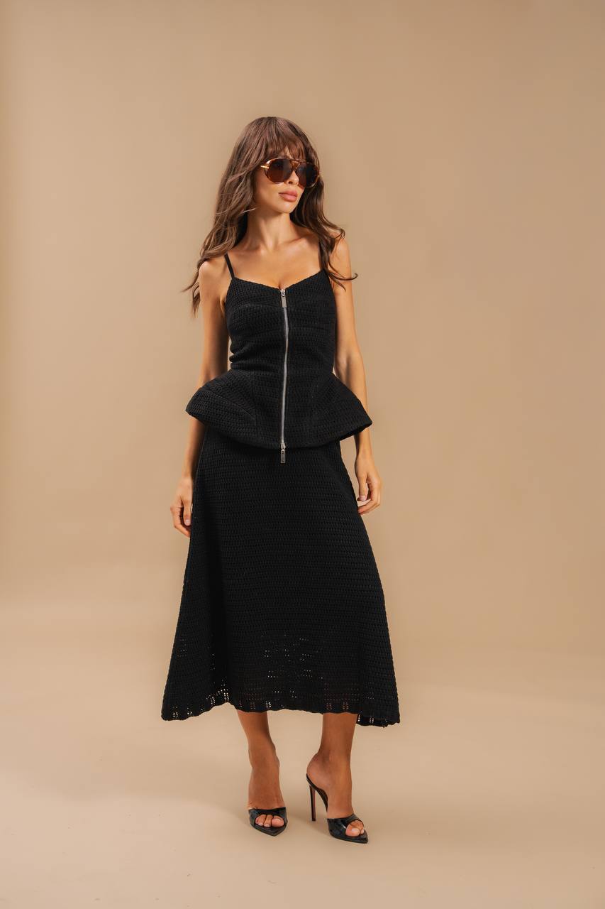 Knitted Openwork Midi Skirt