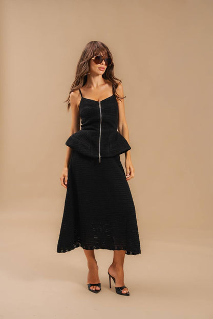 Knitted Openwork Midi Skirt