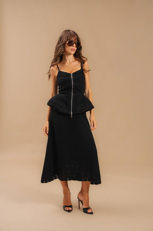 Knitted Openwork Midi Skirt