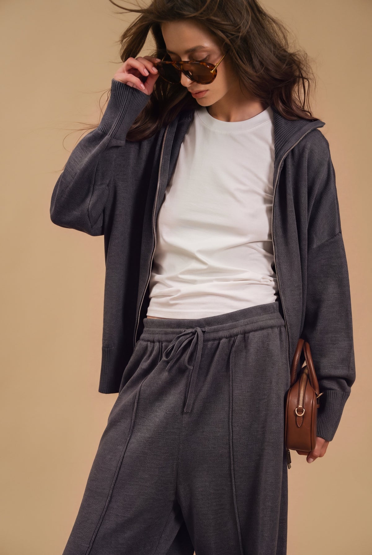 Cotton Set: Zip-Up Cardigan and Trousers — look — SHEVCHENKO