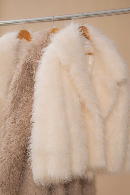 Faux Fur Coat, Short, Milky — всі кольори — SHEVCHENKO