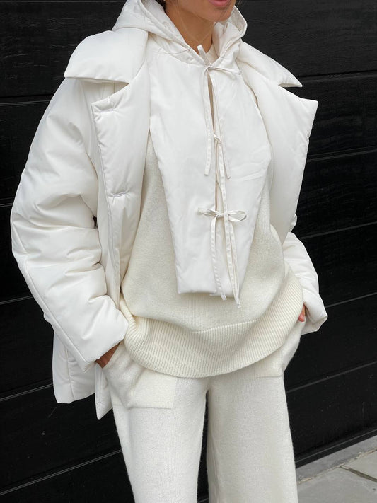 Puffer Jacket with Detachable Bib — front — SHEVCHENKO